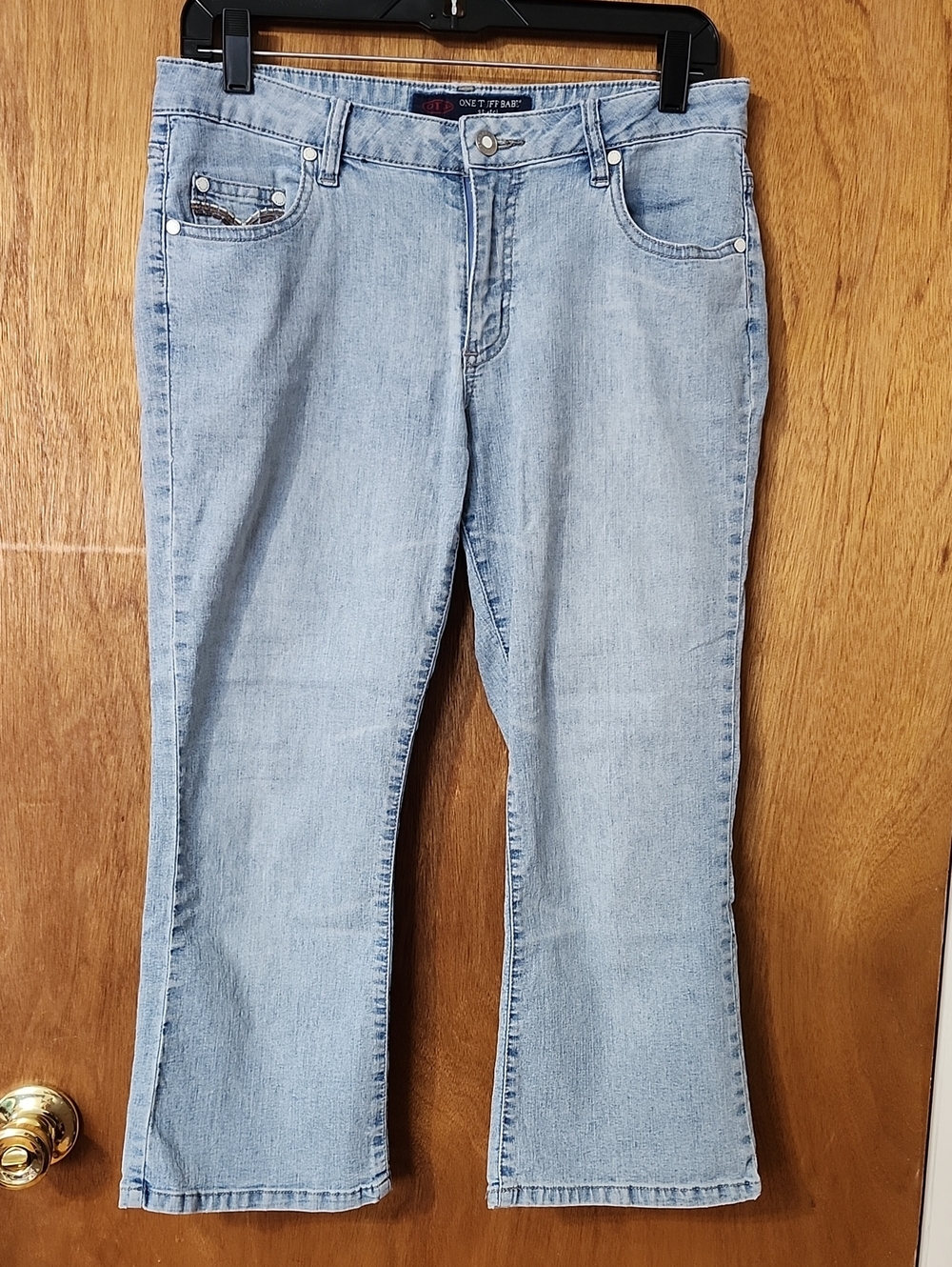 Women Jeans Capri- Classic Straight Slight Flare - One Tuff Babe Size 11/12
